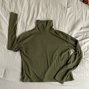 Green Ribbed Turtleneck